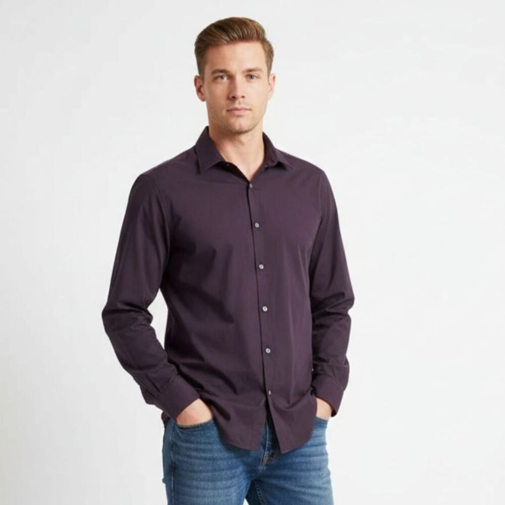 John Varvatos Men's Purple Button Dress Shirt XL